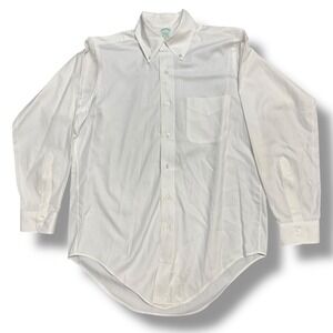 Brooks Brothers Makers Button Down Shirt White Cotton Blend Long Sleeve Men 15 2